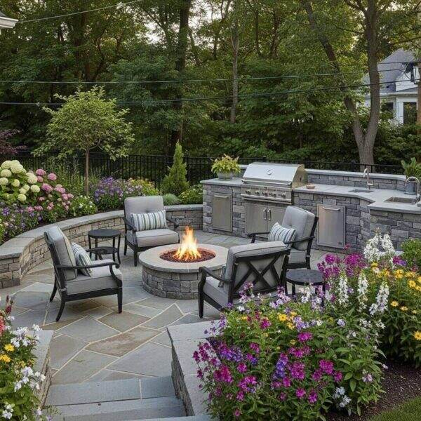Backyard Landscaping Outdoor Kitchen Yorkville - Four Seasons Landscaping Yorkville, IL