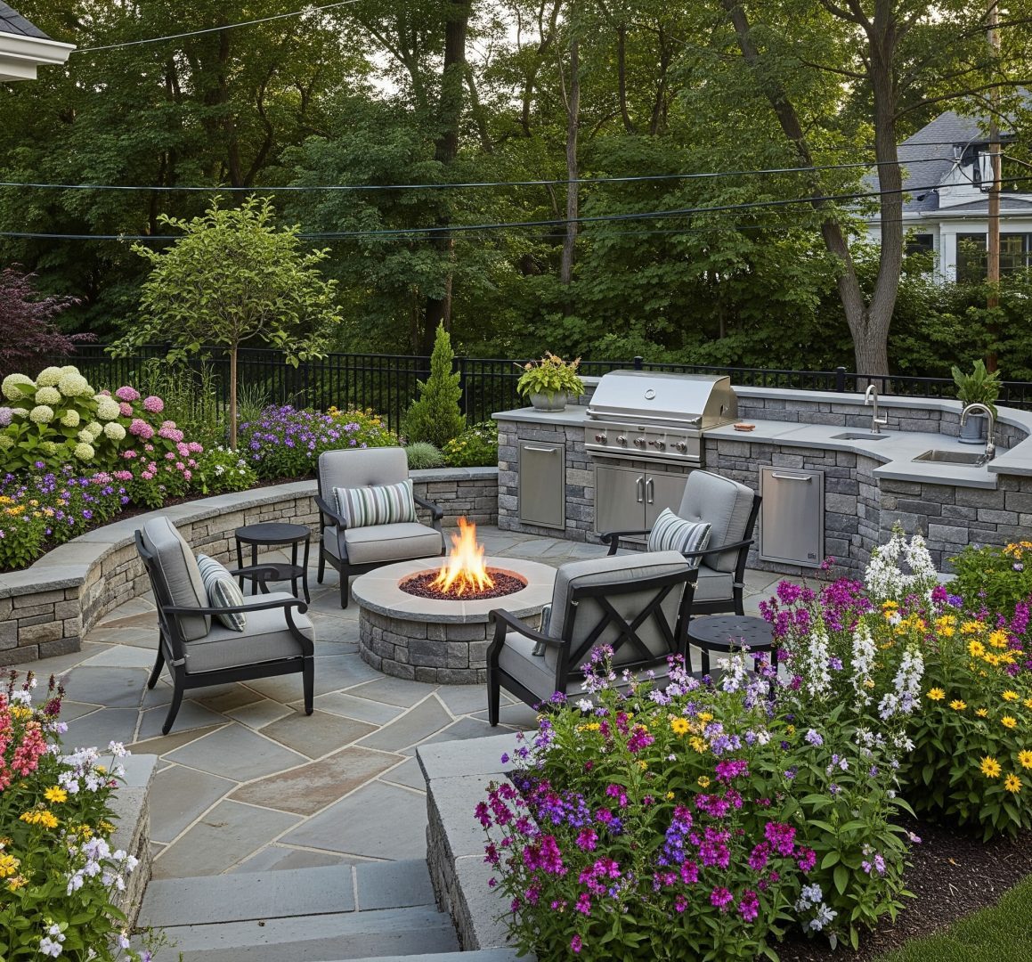Backyard Landscaping Outdoor Kitchen Yorkville - Four Seasons Landscaping Yorkville, IL