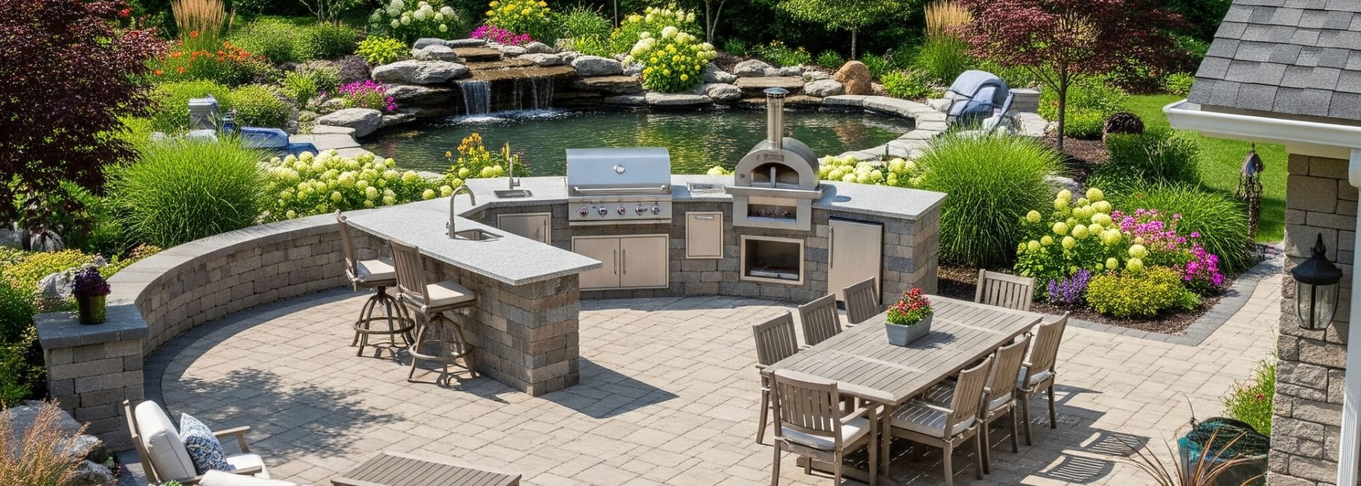 Backyard Landscaping Outdoor Kitchen - Four Seasons Landscaping Yorkville, IL